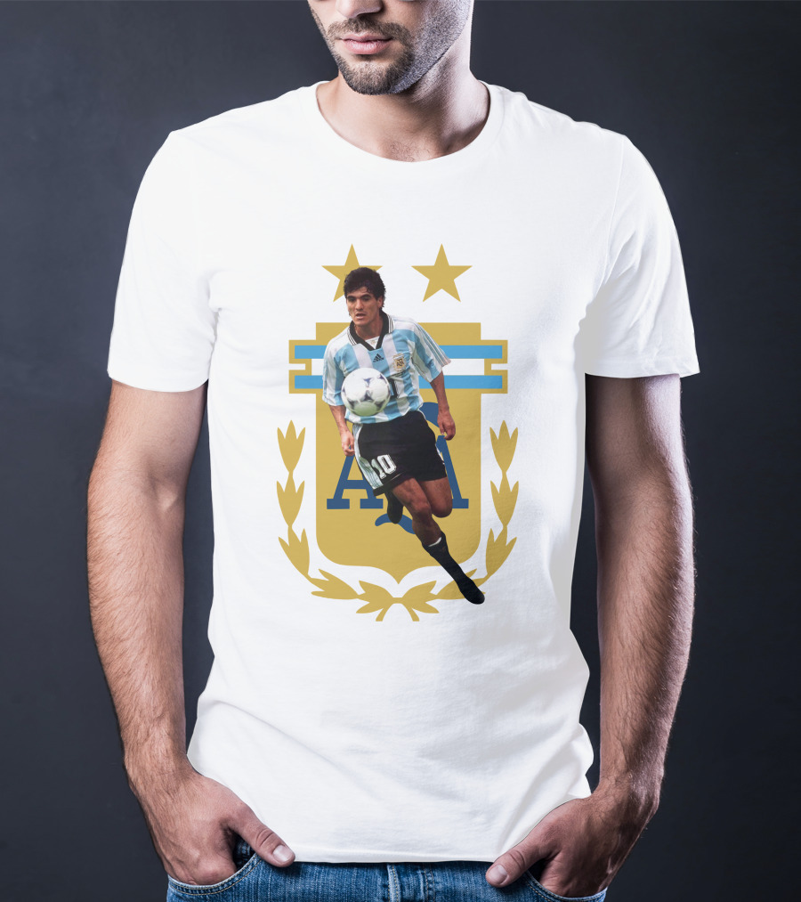 Argentinian Soccer Legend Number 10 Ortega AFA Emblem T-Shirt