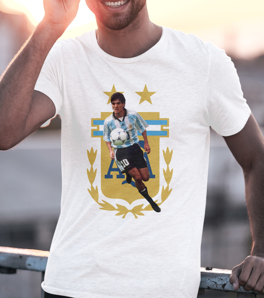 Argentinian Soccer Legend Number 10 Ortega AFA Emblem T-Shirt