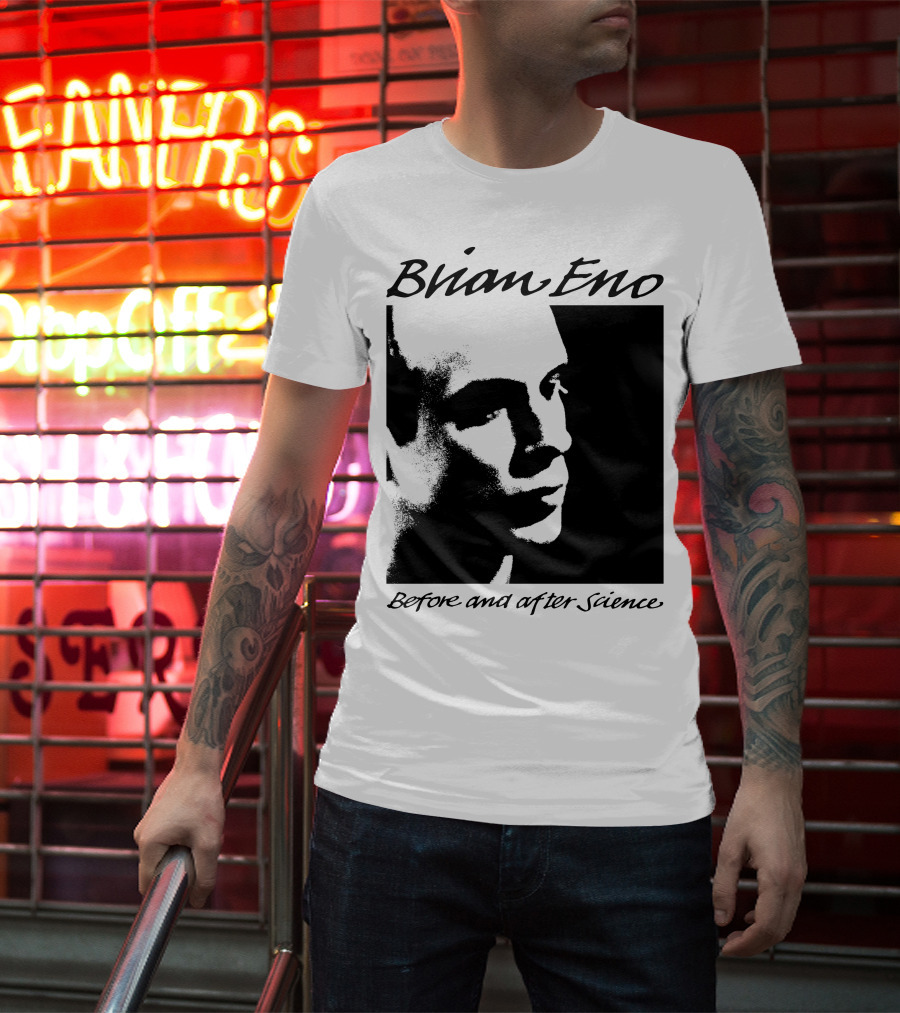 Brian Eno Before And After Science Album Face Black And White Profile T-Shirt