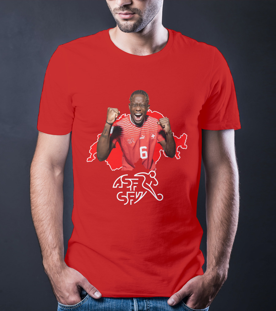 Denis Zakaria Switzerland National Team Football Jersey Map Background T-Shirt