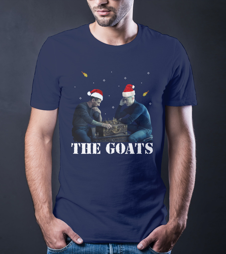 The Goat Xmas Chess Match With Santa Hats T-Shirt