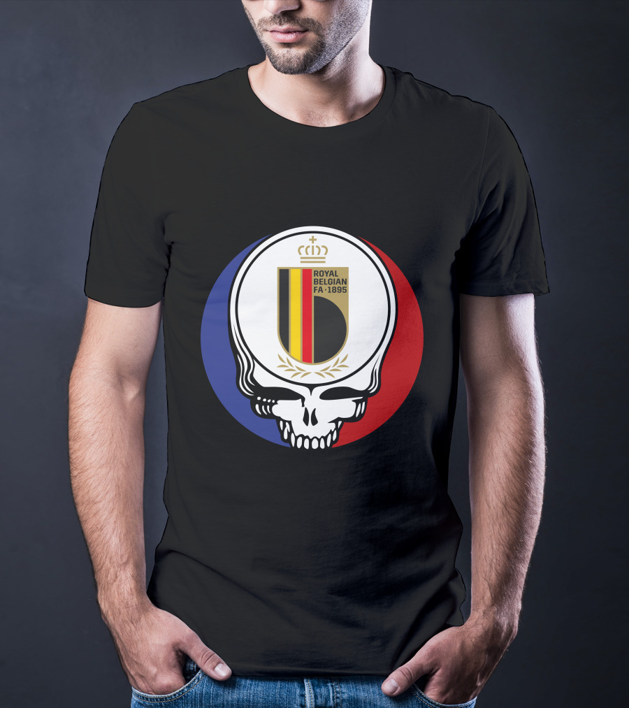 Belgian Red Devils Grateful Dead Royal Belgian FA 1895 Skull Emblem T-Shirt