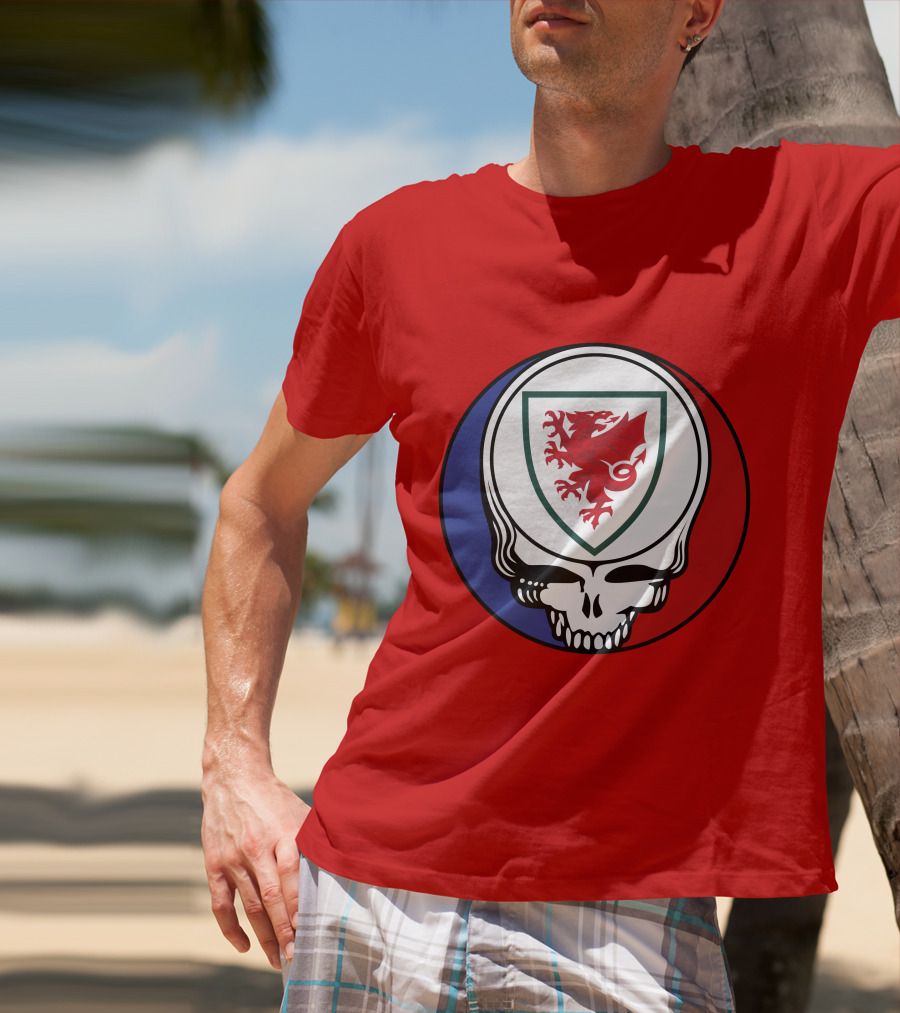 Wales National Football Team Grateful Dead Skull Emblem T-Shirt