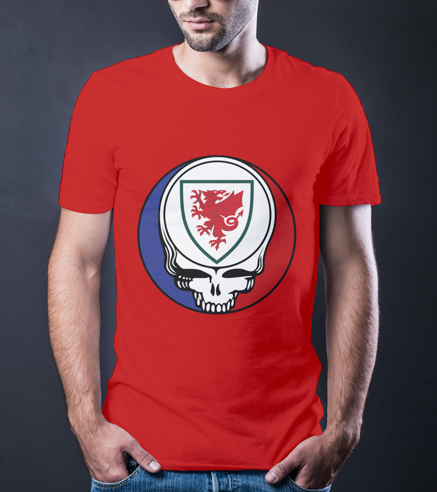 Wales National Football Team Grateful Dead Skull Emblem T-Shirt
