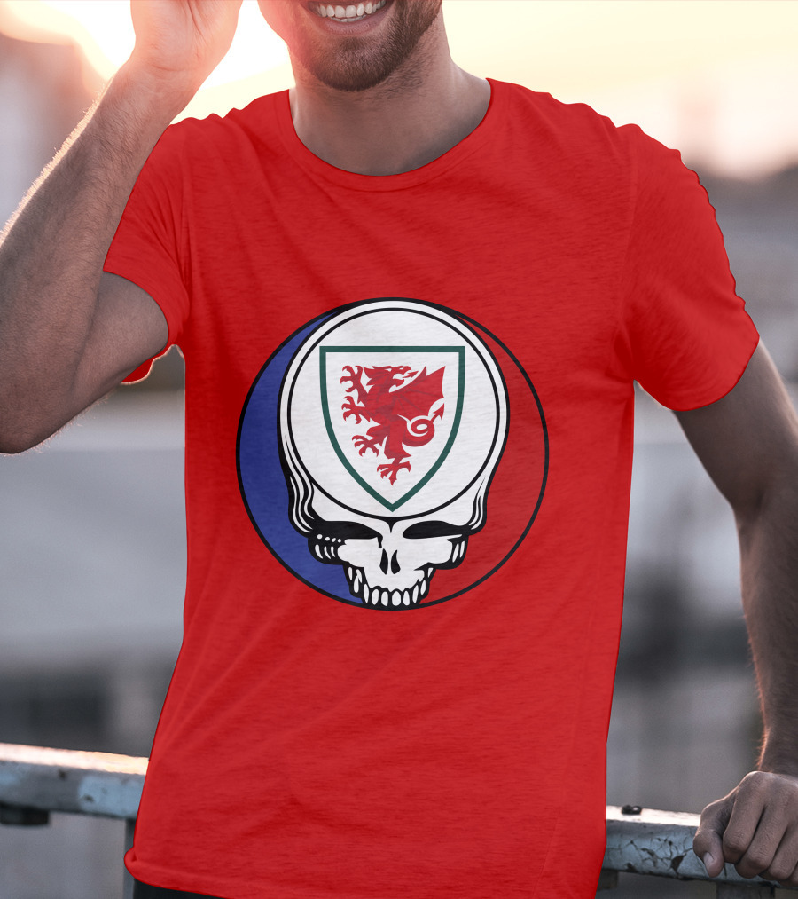 Wales National Football Team Grateful Dead Skull Emblem T-Shirt