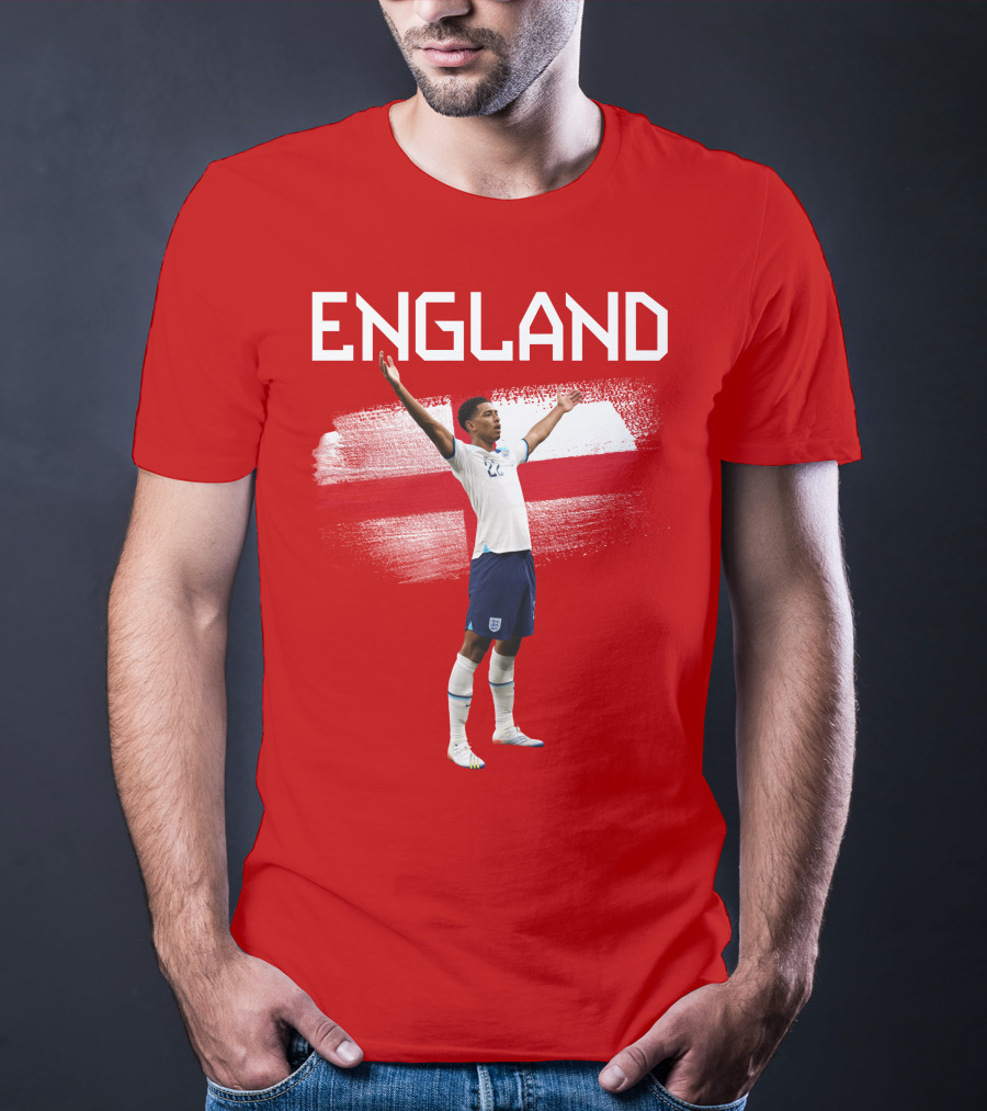 Jude Bellingham England Football Celebration With Red Cross T-Shirt