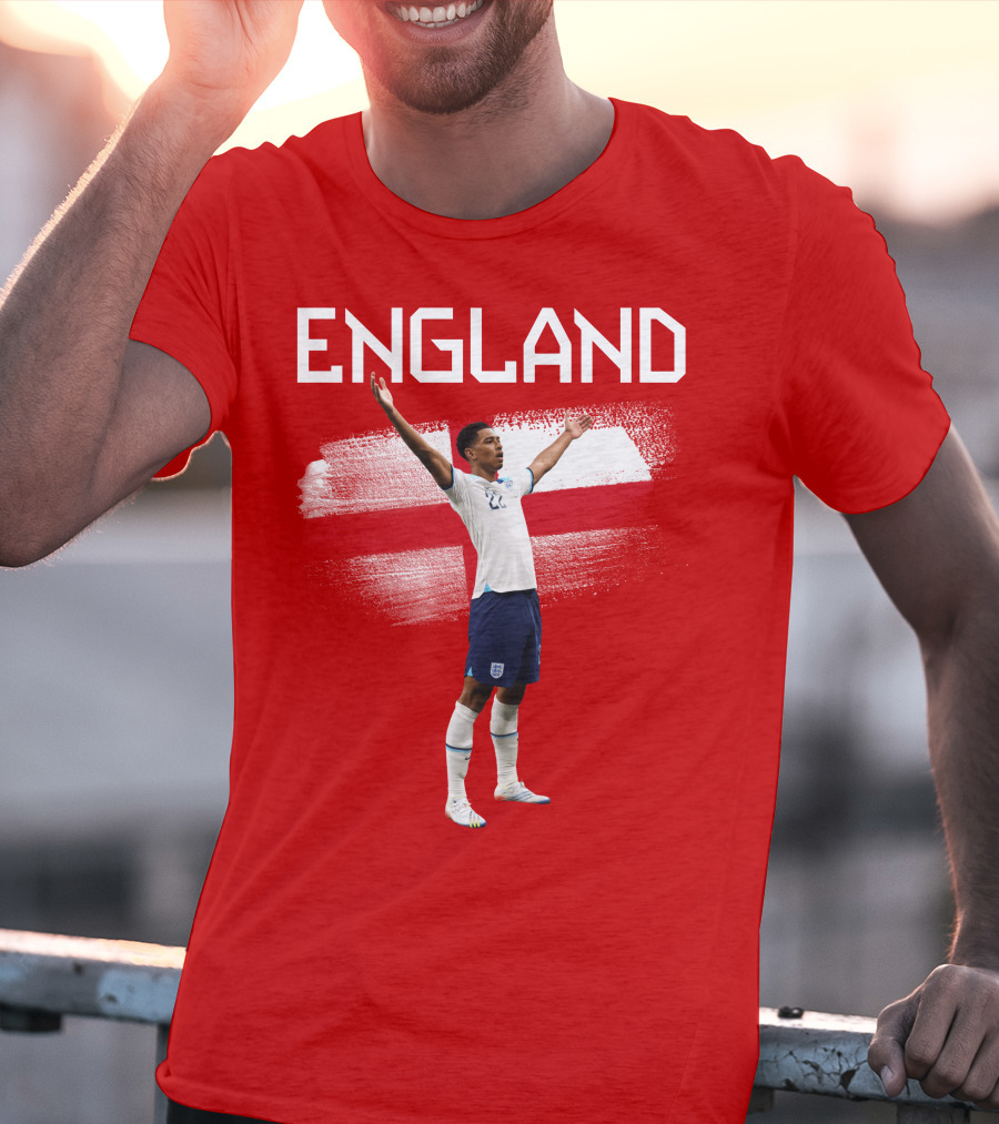 Jude Bellingham England Football Celebration With Red Cross T-Shirt