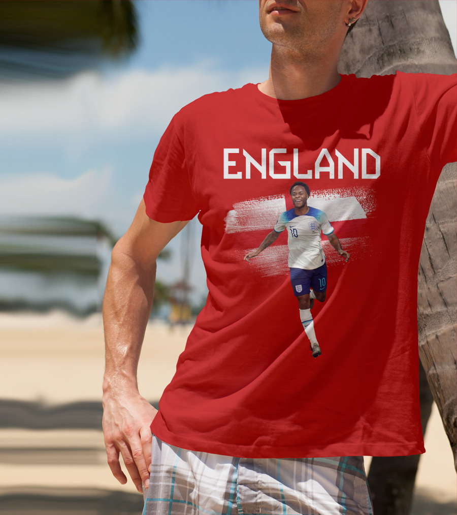 Raheem Sterling England Football 10 Euro Kit Cross Background T-Shirt