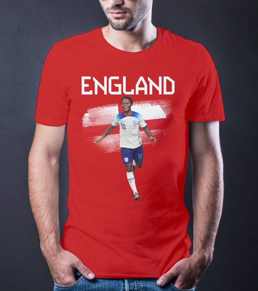 Raheem Sterling England Football 10 Euro Kit Cross Background T-Shirt