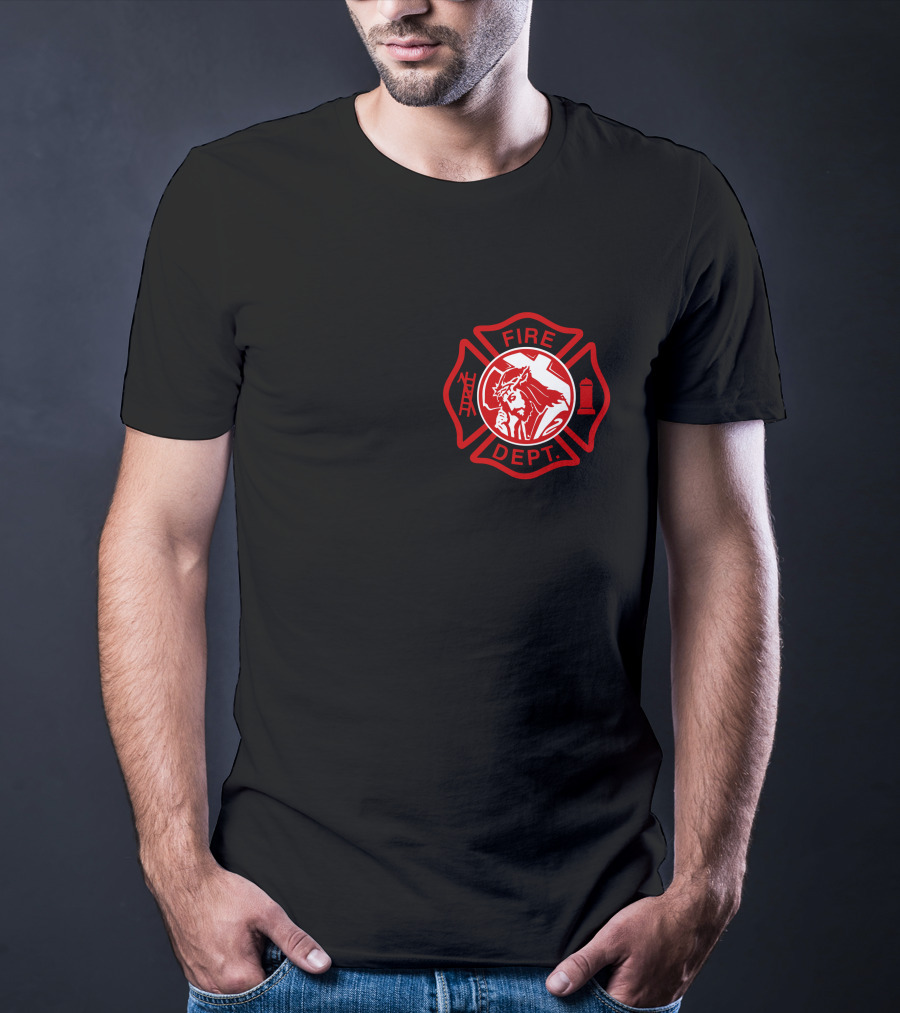 Cross Fire Dept Maltese Cross Badge With Firefighter Text Elements T-Shirt