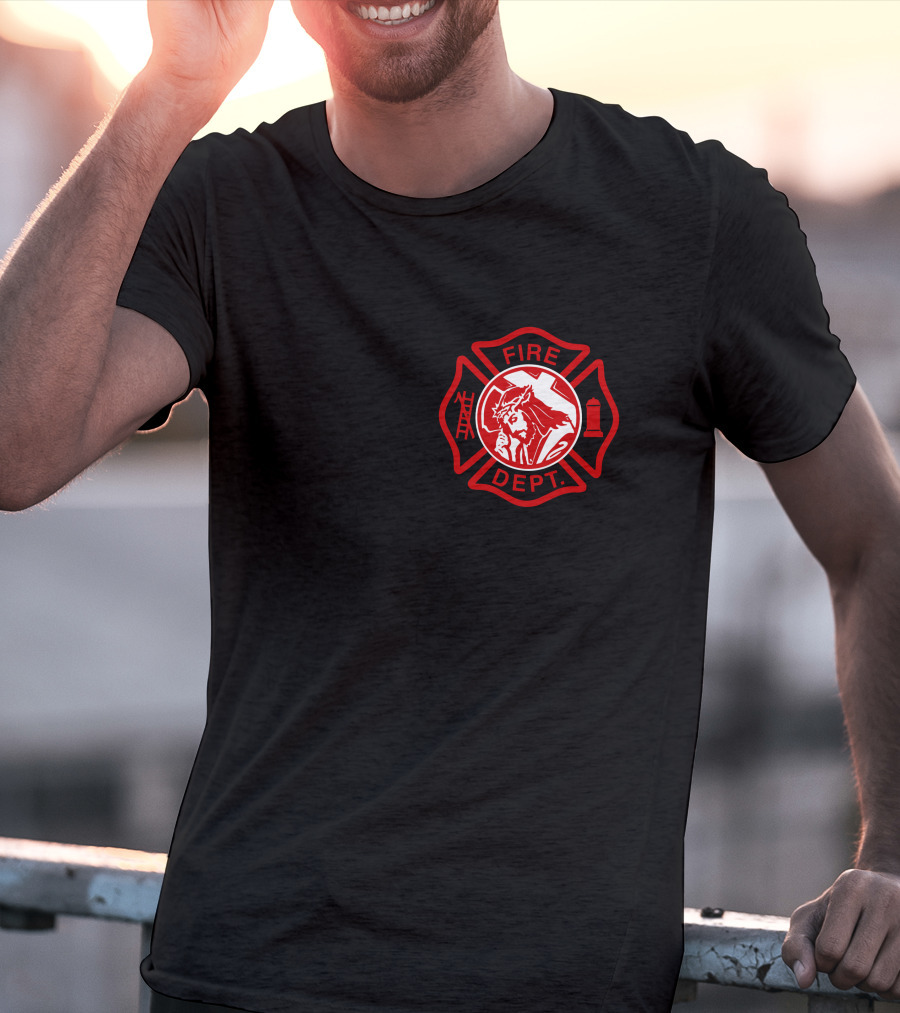 Cross Fire Dept Maltese Cross Badge With Firefighter Text Elements T-Shirt