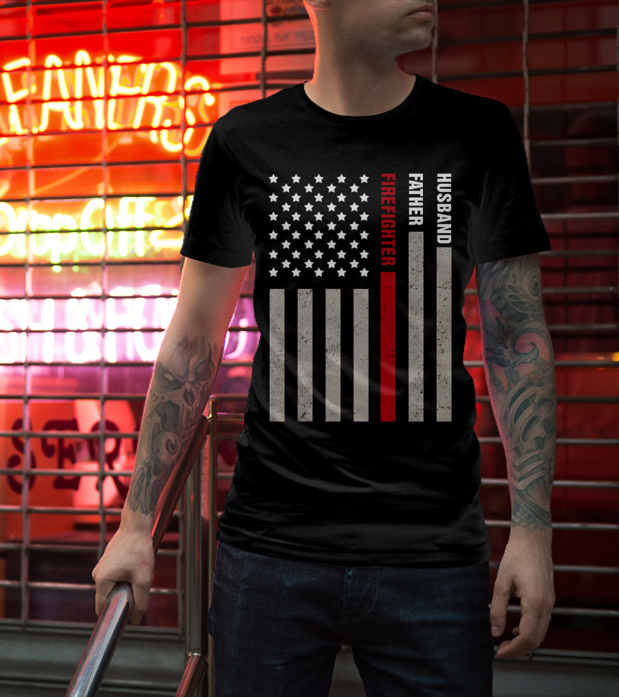 FIREFIGHTER BAR GRAPH RED STRIPE T-Shirt
