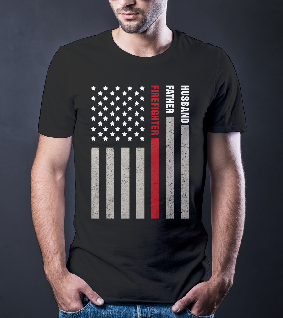 FIREFIGHTER BAR GRAPH RED STRIPE T-Shirt