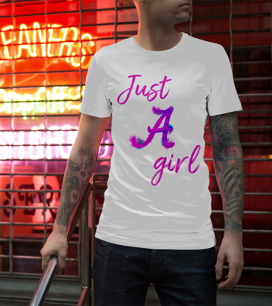 Just A Girl Aesthetic Calligraphy Bright Colors T-Shirt
