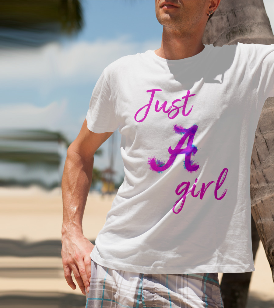 Just A Girl Aesthetic Calligraphy Bright Colors T-Shirt