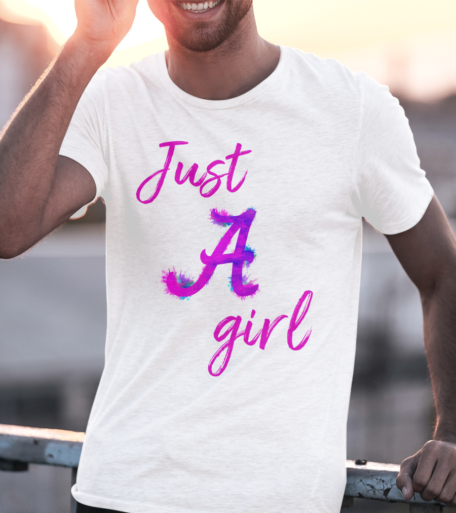 Just A Girl Aesthetic Calligraphy Bright Colors T-Shirt