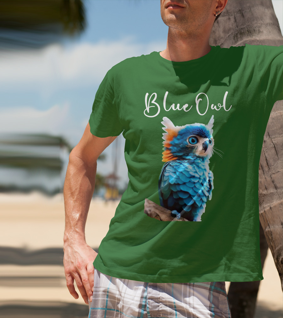 Beautiful Blue Owl Fantasy Creature T-Shirt