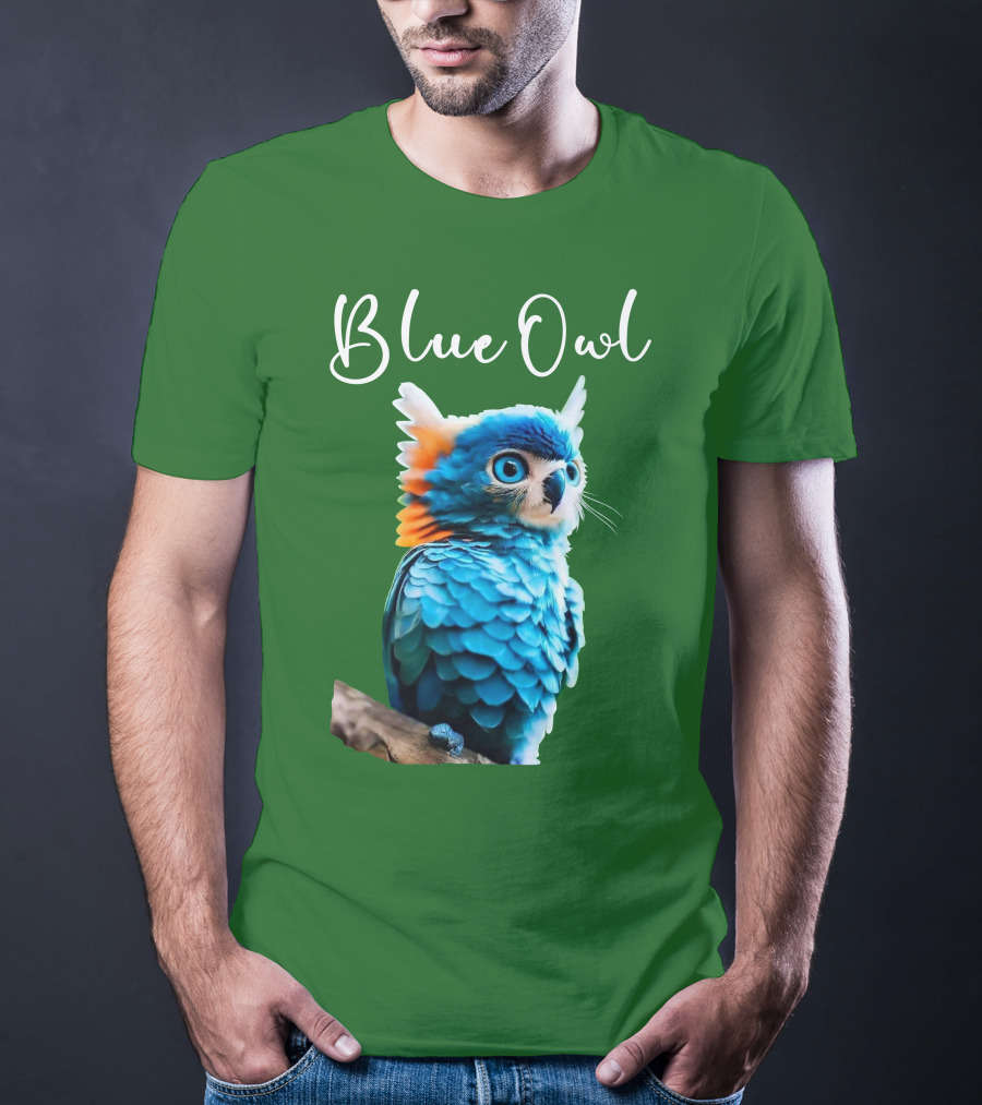 Beautiful Blue Owl Fantasy Creature T-Shirt