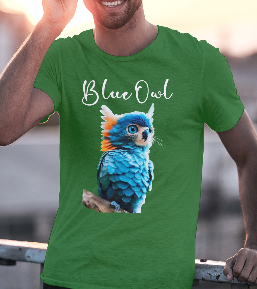 Beautiful Blue Owl Fantasy Creature T-Shirt
