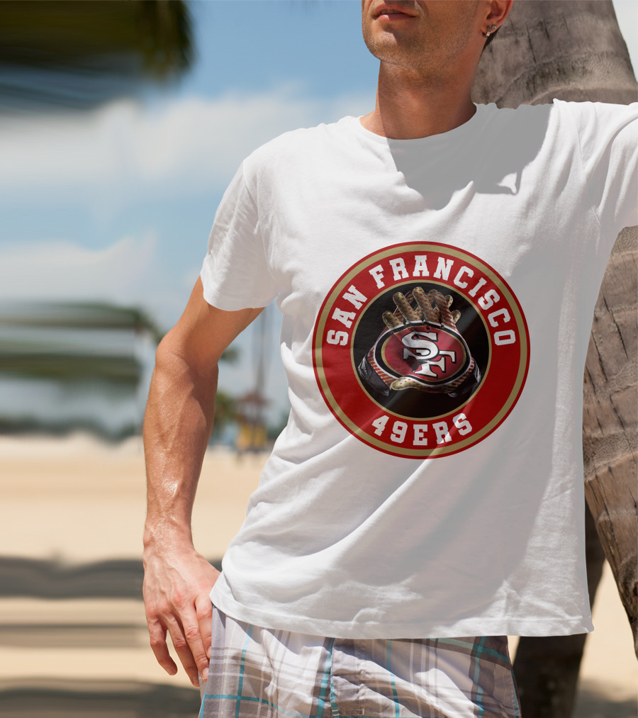 San Francisco 49ers Football Glove Emblem T-Shirt