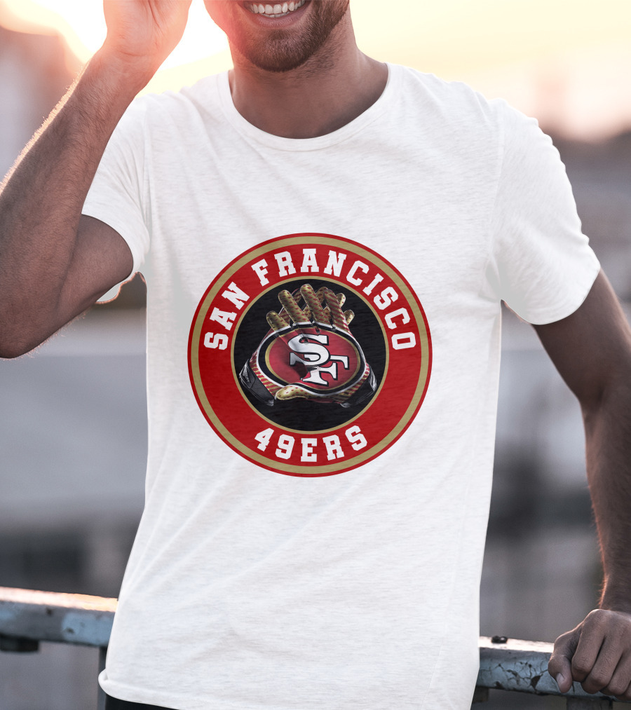 San Francisco 49ers Football Glove Emblem T-Shirt