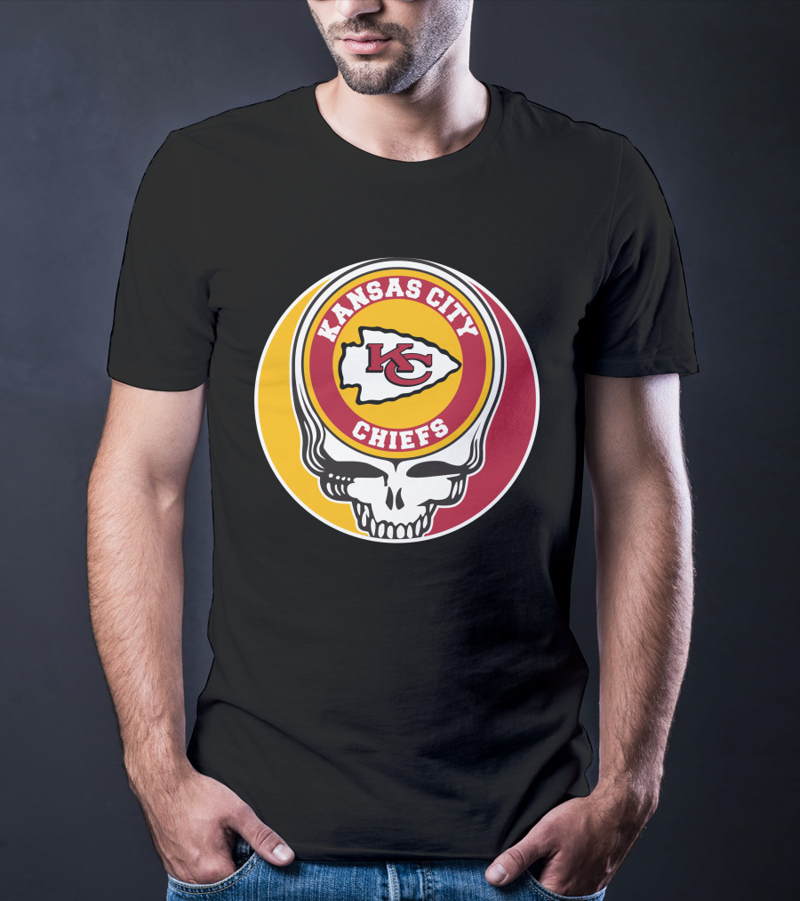 Kansas City Chiefs Grateful Dead Skull Logo Collaboration T-Shirt