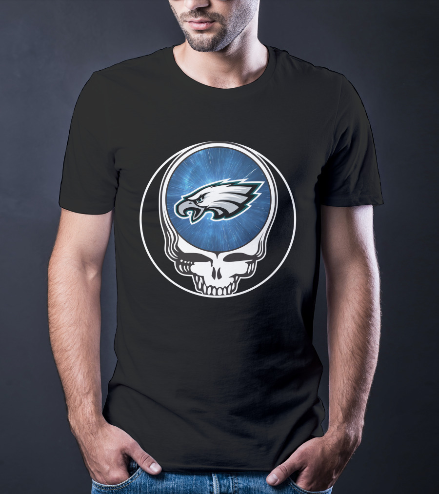 Philadelphia Eagles Grateful Dead Skull Logo Fusion T-Shirt