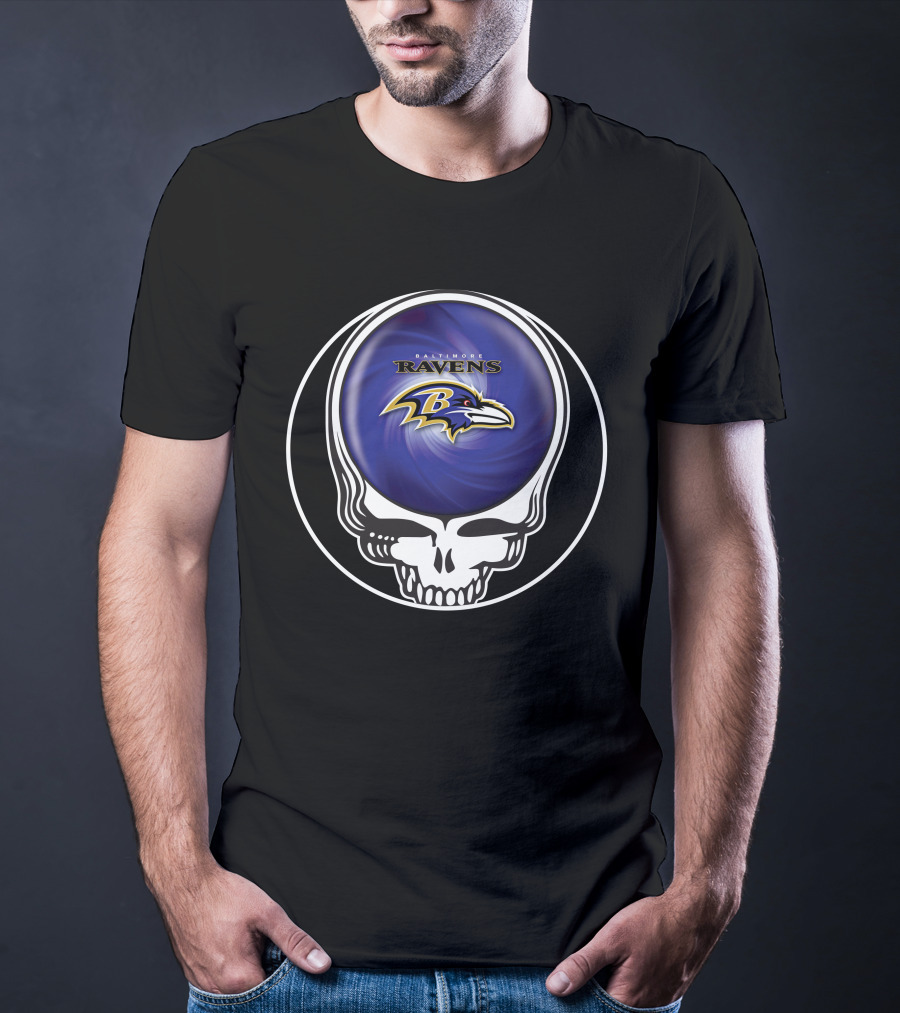 Baltimore Ravens Grateful Dead Skull T-Shirt