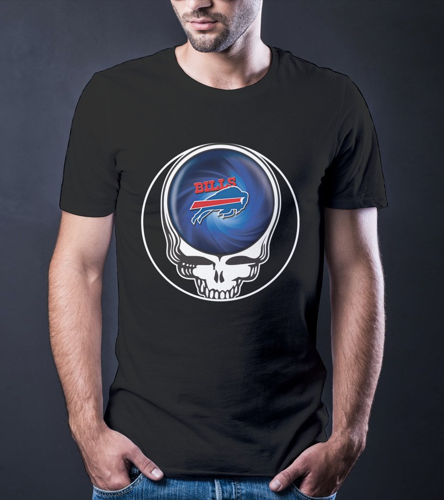 Buffalo Bills Grateful Dead Skull Icon With Spiral T-Shirt