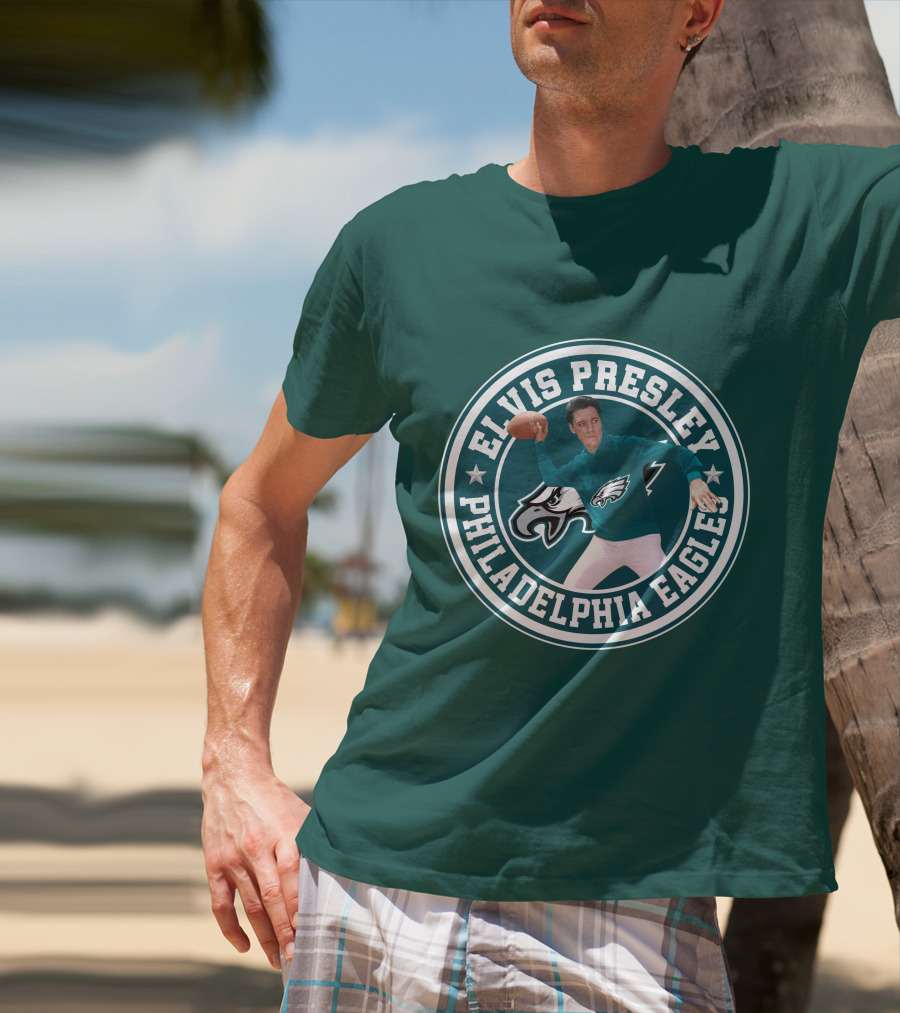 Elvis Presley Philadelphia Eagles Football Quarterback T-Shirt