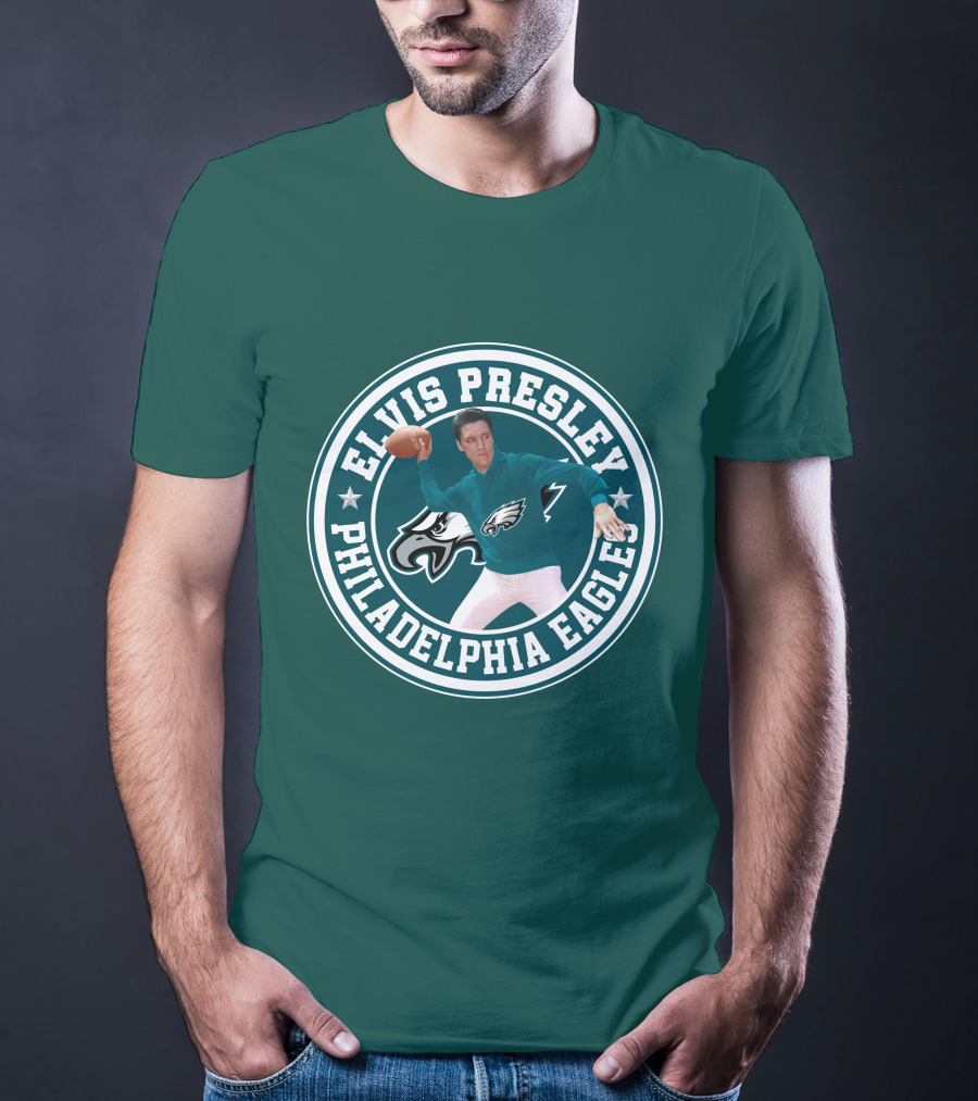 Elvis Presley Philadelphia Eagles Football Quarterback T-Shirt
