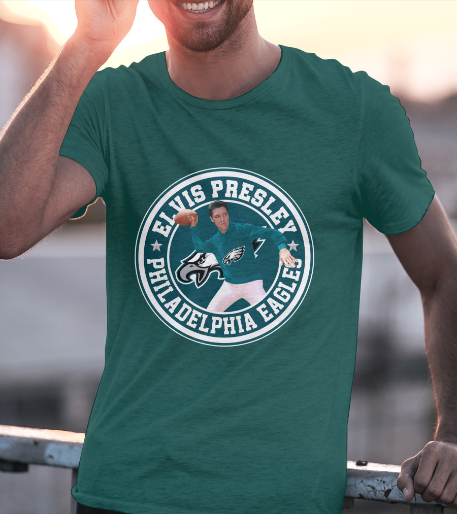 Elvis Presley Philadelphia Eagles Football Quarterback T-Shirt