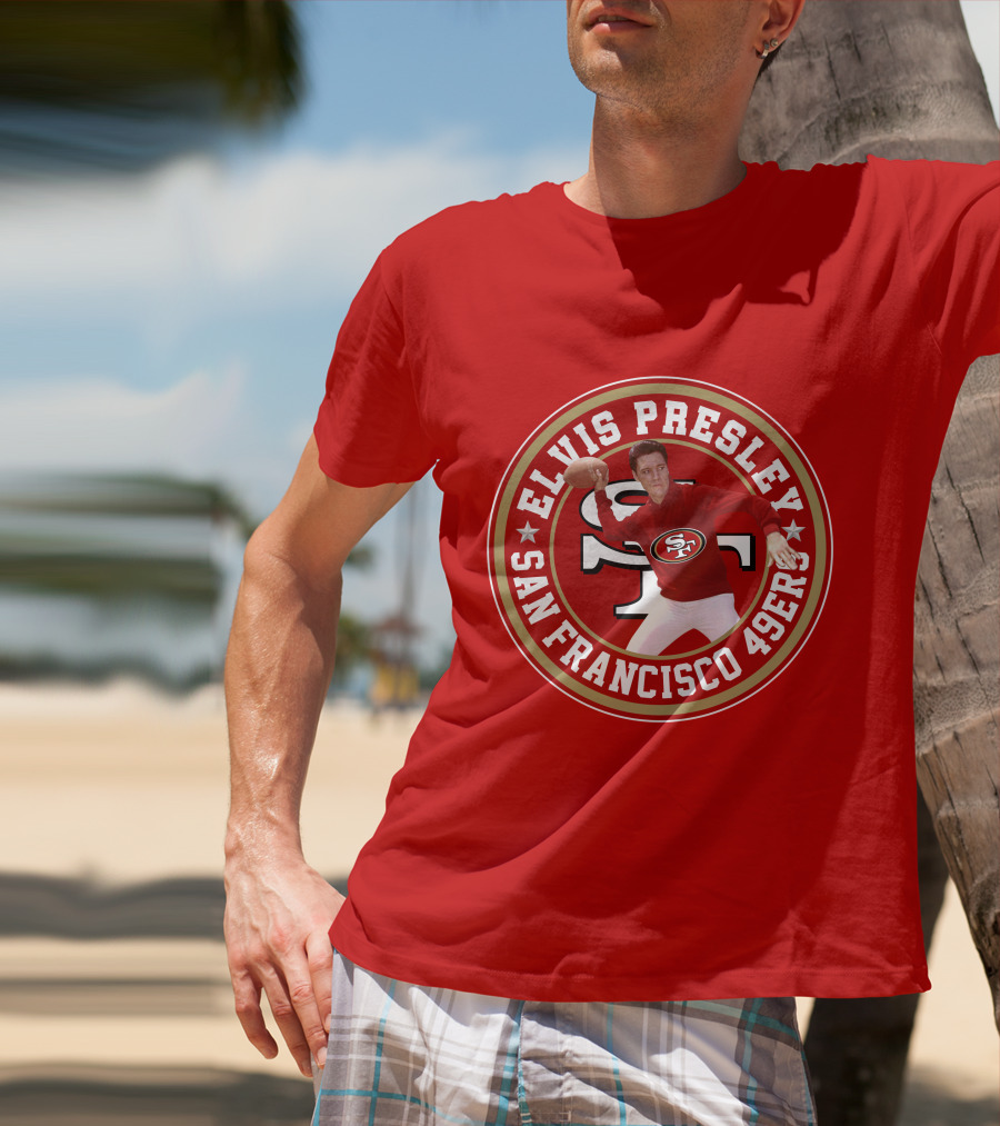Elvis Presley San Francisco 49ers Football Player Circle T-Shirt