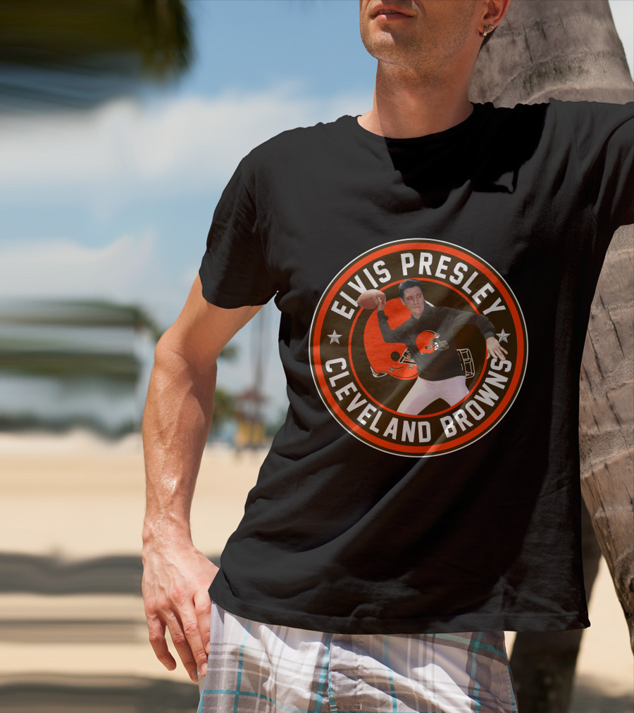 Elvis Presley Cleveland Browns Football Quarterback T-Shirt