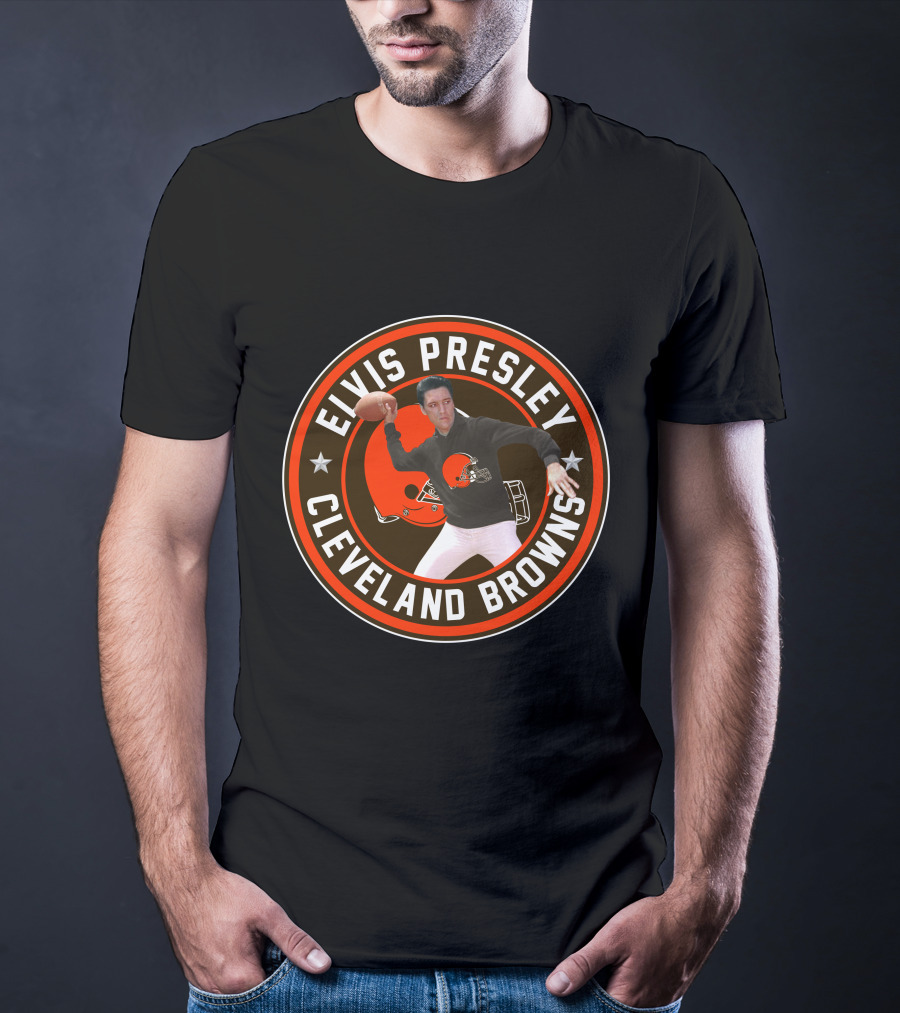 Elvis Presley Cleveland Browns Football Quarterback T-Shirt