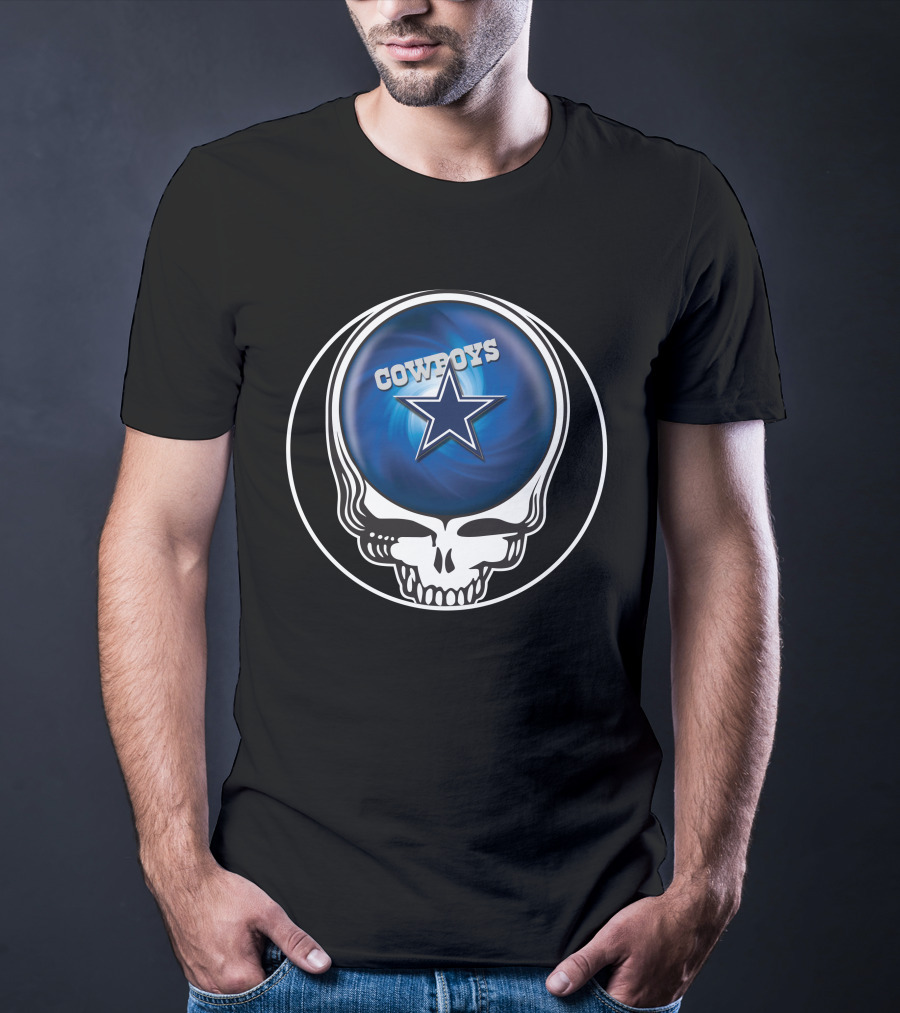 Cowboys Star Skull Blue Background T-Shirt