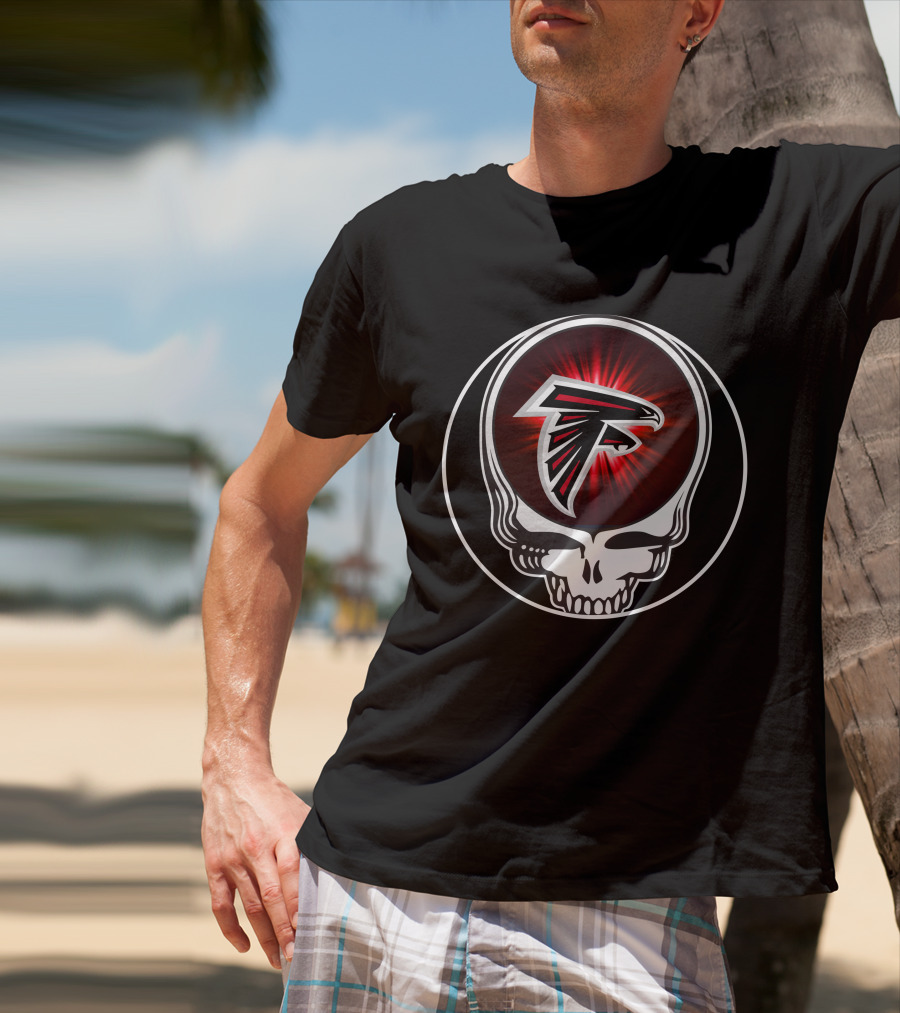 Atlanta Falcons Logo Red Aura Skull T-Shirt