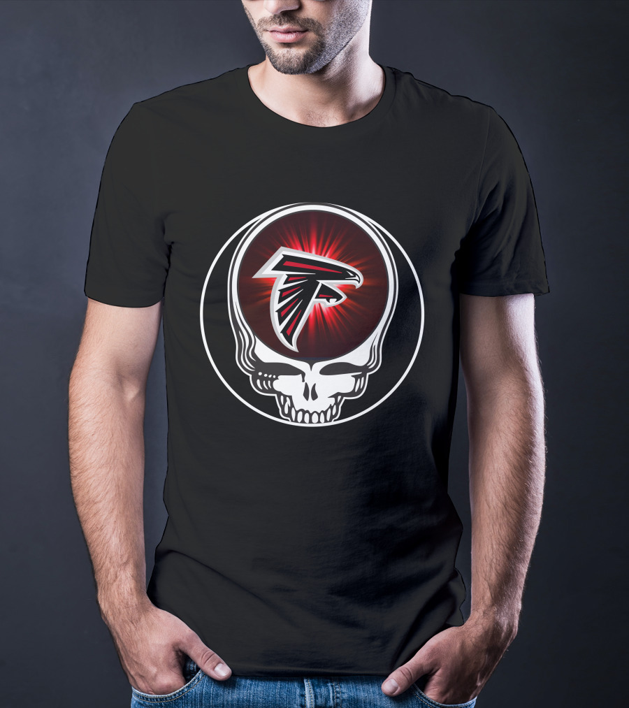 Atlanta Falcons Logo Red Aura Skull T-Shirt