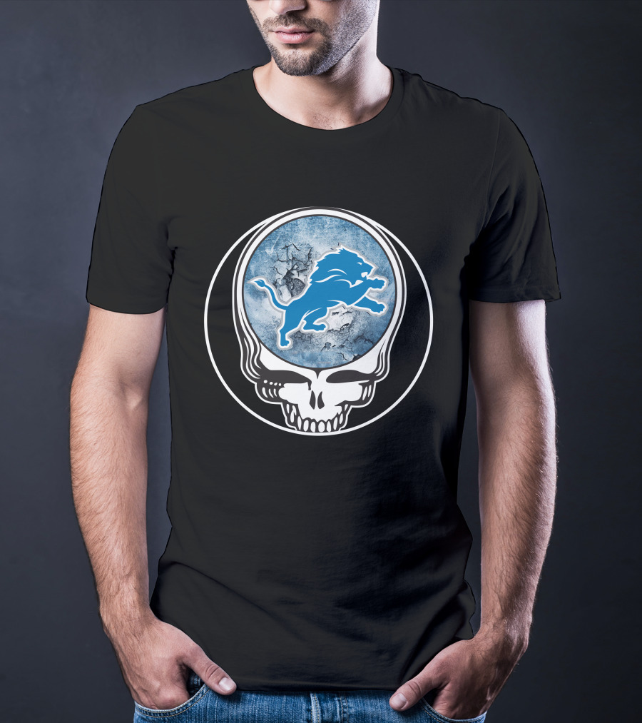 Detroit Lions Skull Logo Fusion T-Shirt