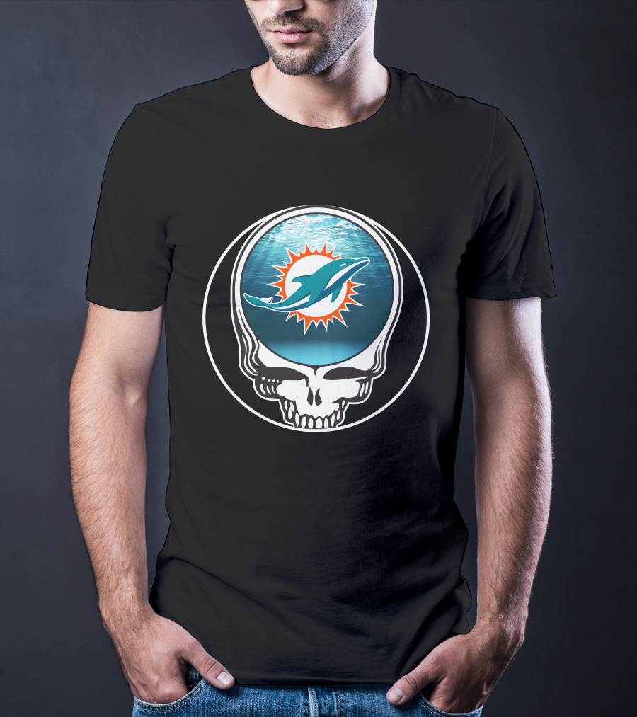 Miami Dolphins Logo Grateful Dead Skull T-Shirt