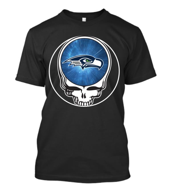 Seattle Seahawks Grateful Dead Styled Skull Emblem T-Shirt