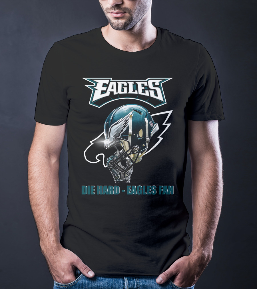 Die Hard Eagles Fan Football Helmet Eagles T-Shirt