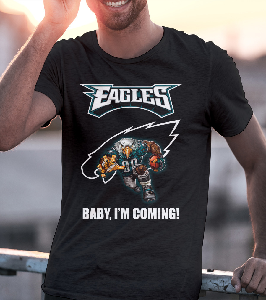 Eagles Football Eagle Mascot Charging Forward With Ball T-Shirt