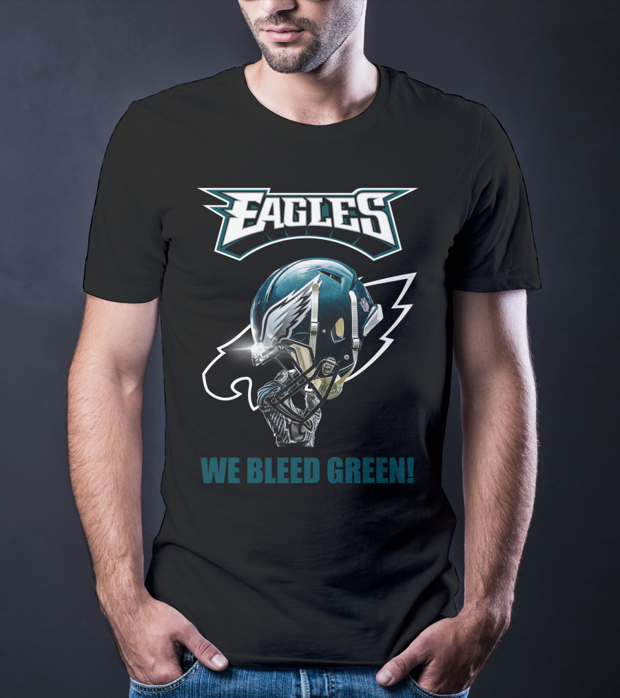 Eagles We Bleed Green Helmet T-Shirt
