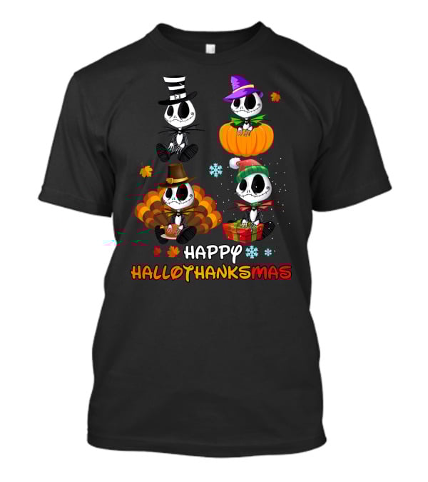 Happy Hallothanksmas Jack Skellington Pumpkin Turkey Present T-Shirt