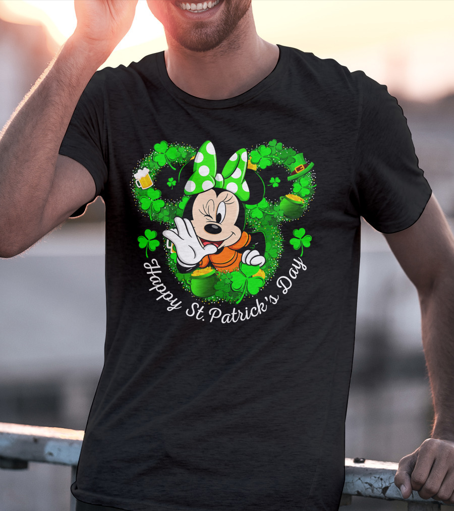 Minnie Happy St. Patrick's Day Shamrocks And Irish Celebration T-Shirt