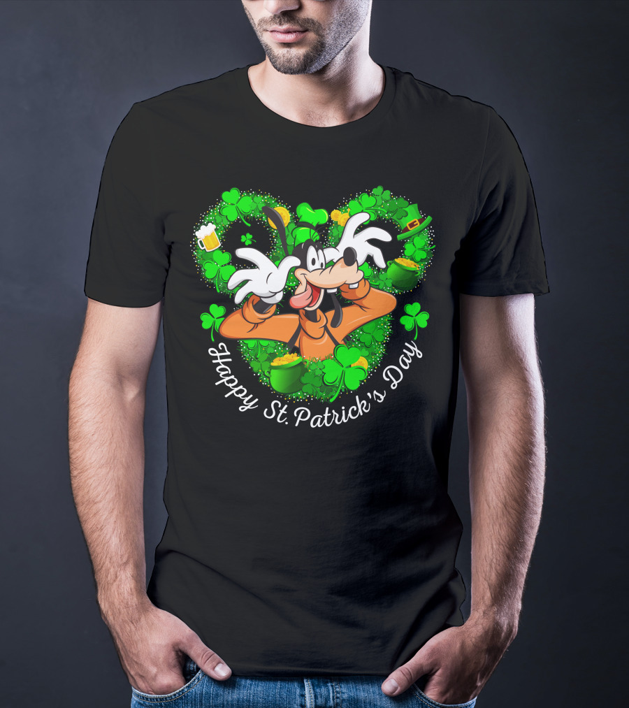 Happy St. Patrick's Day Goofy Shamrocks And Leprechaun Hat T-Shirt