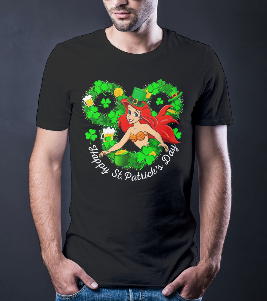 Ariel Happy St. Patrick's Day Shamrocks And Hat T-Shirt