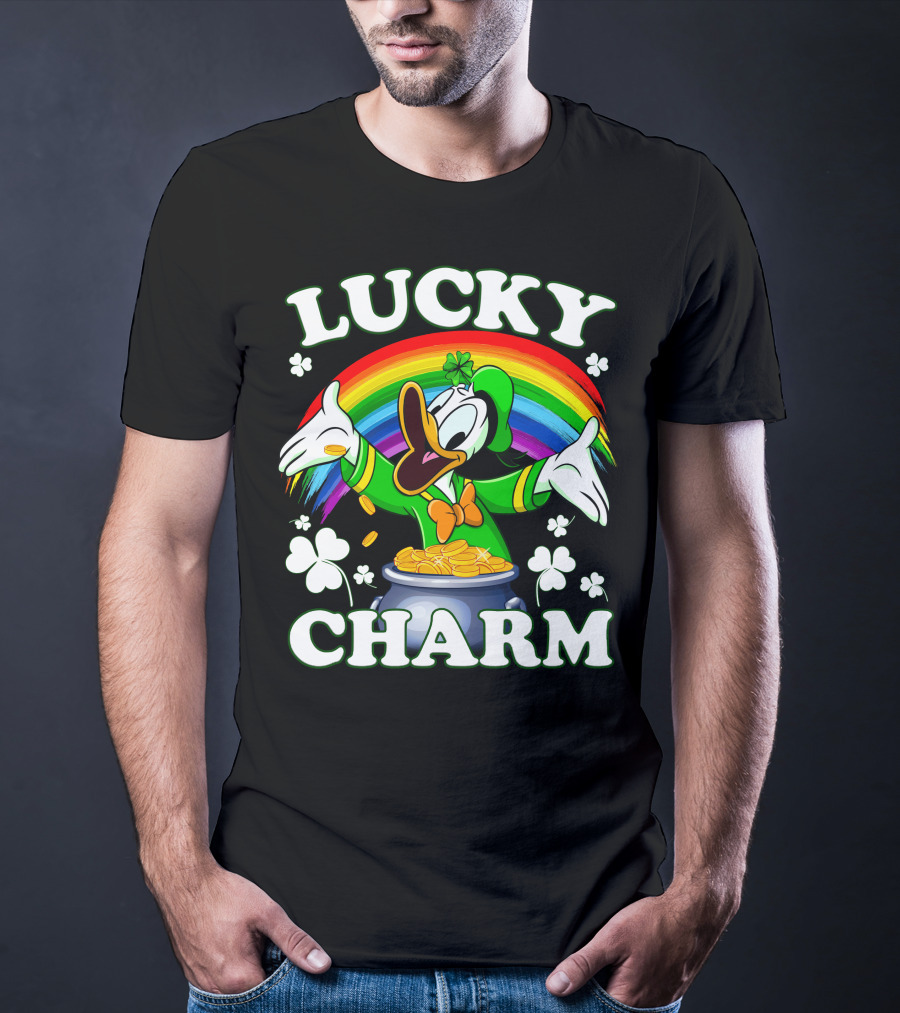 Lucky Charm Donald Pot Of Gold Rainbow Clovers T-Shirt
