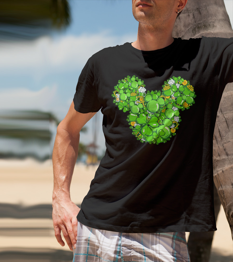Mickey Head St Patrick's Day Clover Beer T-Shirt